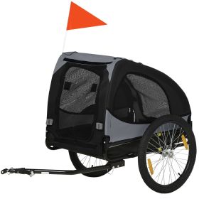 Aosom Medium Dog Bike Trailer with Hitch Coupler Quick Release Wheels Reflectors Safety Flag in Sleek Black