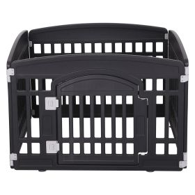 Pet Playpen Foldable Gate for Dogs Heavy Plastic Puppy Exercise Pen with Door Portable Indoor Outdoor Small Pets Fence Puppies Folding Cage 4 Pan
