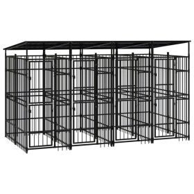 Outdoor Dog Kennel with Roof Steel 79.3 ft²