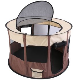 Foldable Playpen for Dog with Carry Bag Portable Travel Waterproof Indoor Outdoor Pet Cage Tent Detachable Upper Cover