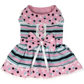 Dots & Stripes Harness Dress (Color: Pink & Teal, size: large)